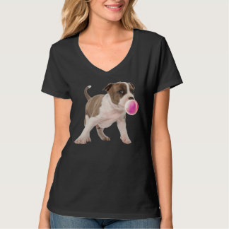 Pitbull kauwt kauwgom Bubble Dogs Puppies T-shirt