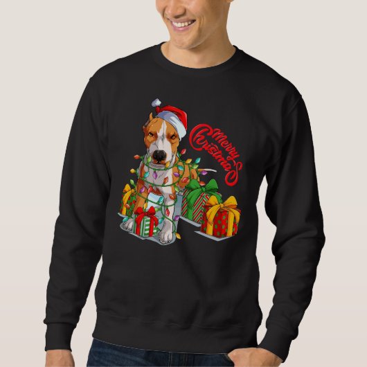 Pitbull Kerst Vrolijk Pitmas Sinterklaas Trui (Voorkant)
