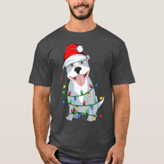 Pitbull-kerstboom Light Santa Dog Xmas-Kind T-shirt