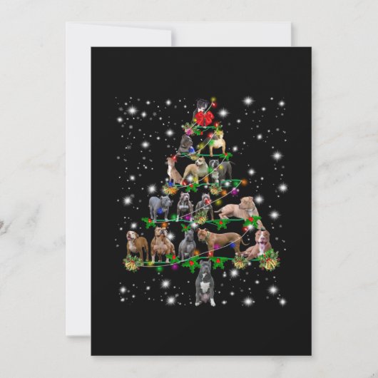 Pitbull-kerstboom met vlieglicht bedankkaart (Voorkant)