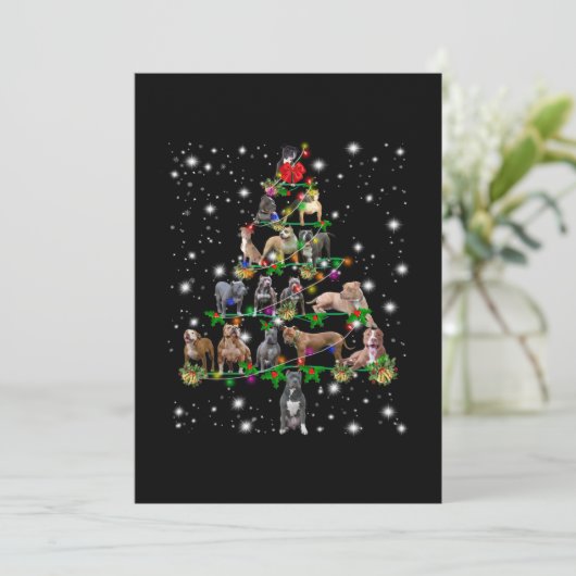 Pitbull-kerstboom met vlieglicht bedankkaart (Staand voorkant)