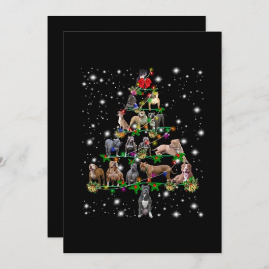 Pitbull-kerstboom met vlieglicht bedankkaart (Voorkant / Achterkant)