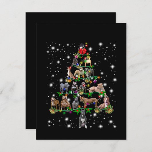 Pitbull-kerstboom met vlieglicht bedankkaart (Voorkant / Achterkant)