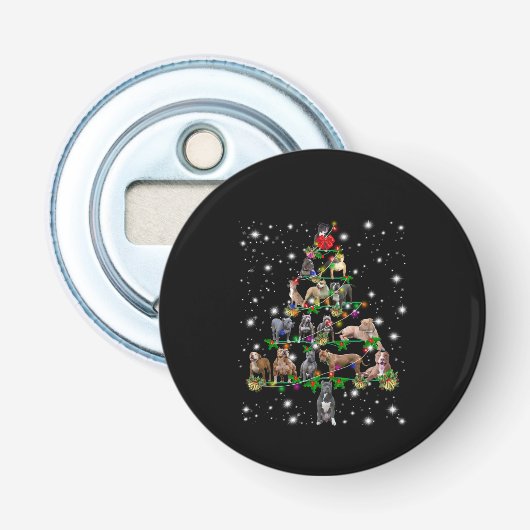 Pitbull-kerstboom met vlieglicht button flesopener (Voorkant)
