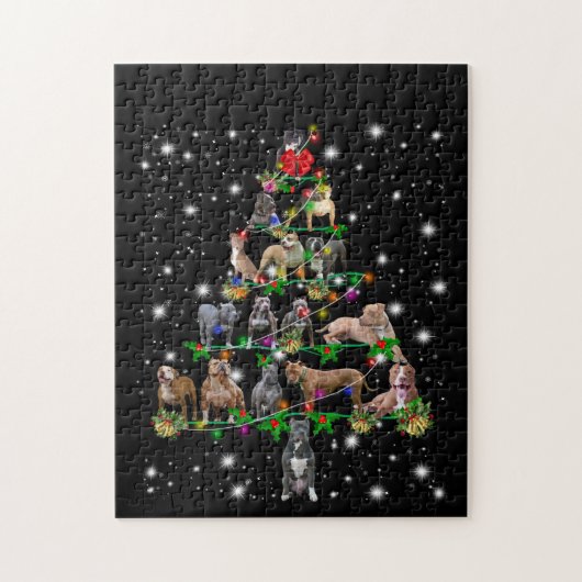 Pitbull-kerstboom met vlieglicht legpuzzel (Verticaal)
