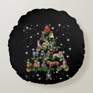 Pitbull-kerstboom met vlieglicht rond kussen