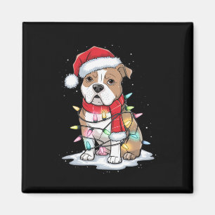 Pitbull Kerstboom Schattige Kerstman Hoed Lights X Magneet