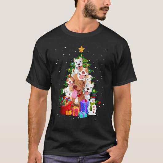 Pitbull-kerstboomlampje T-shirt (Voorkant)