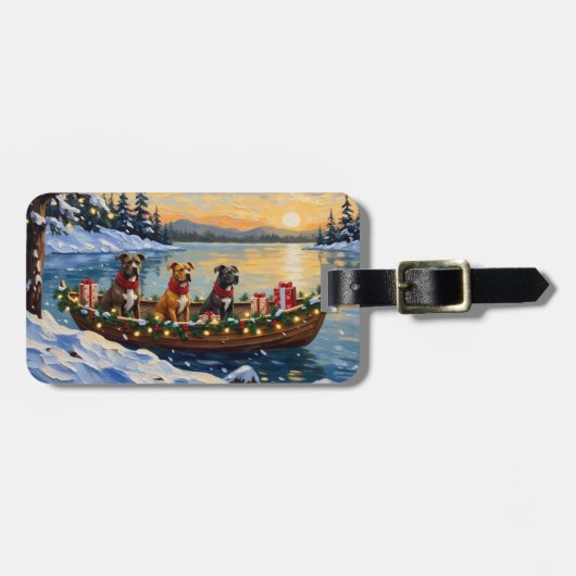 Pitbull Kerstboot Vakantie Bagagelabel (Voorkant horizontaal)