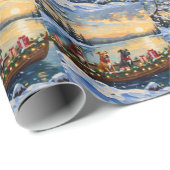 Pitbull Kerstboot Vakantie Cadeaupapier (Rol Hoek)