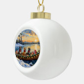 Pitbull Kerstboot Vakantie Keramische Bal Ornament (Rechts)