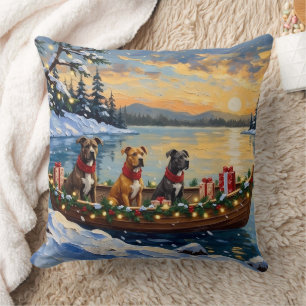 Pitbull Kerstboot Vakantie Kussen