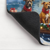 Pitbull Kerstboot Vakantie Muismat (Hoek)