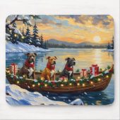 Pitbull Kerstboot Vakantie Muismat (Voorkant)