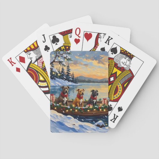 Pitbull Kerstboot Vakantie Pokerkaarten (Achterkant)
