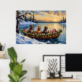 Pitbull Kerstboot Vakantie Poster (Thuiskantoor)