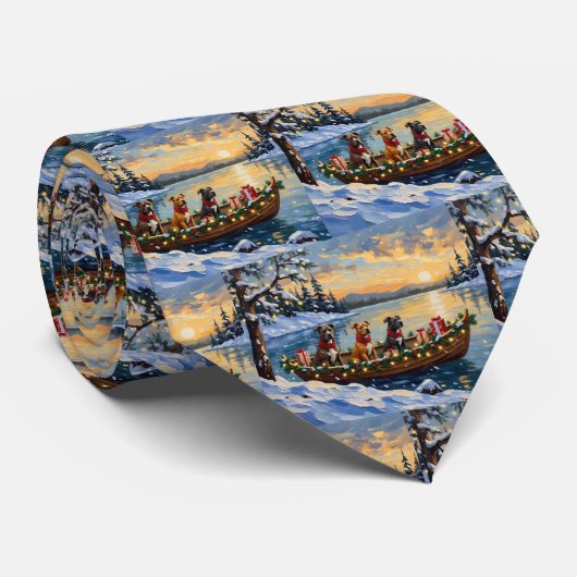 Pitbull Kerstboot Vakantie Stropdas (Opgerold)