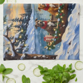 Pitbull Kerstboot Vakantie Theedoek (Gevouwen)