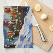 Pitbull Kerstboot Vakantie Theedoek (Quarter Fold)