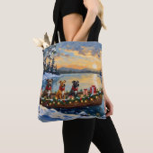 Pitbull Kerstboot Vakantie Tote Bag (Dichtbij)