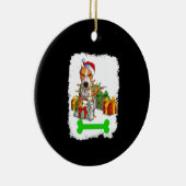 PitBull kerstdecoraties Pajama Santa Hat Keramisch Ornament (Rechts)