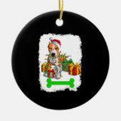 PitBull kerstdecoraties Pajama Santa Hat Keramisch Ornament (Voorkant)