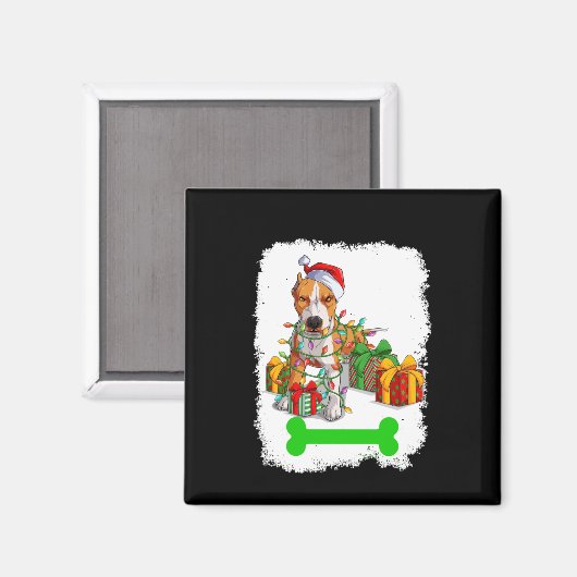 PitBull kerstdecoraties Pajama Santa Hat Magneet (Voorkant / Achterkant)