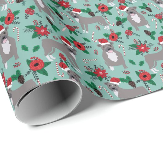 Pitbull-kerstfeestdag Cadeaupapier (Rol Hoek)