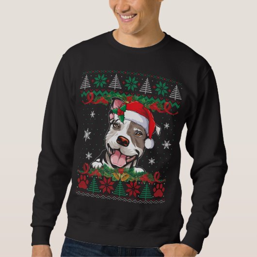 Pitbull-kerstkerstkerstkerstman, Ugly Sweater Hond (Voorkant)