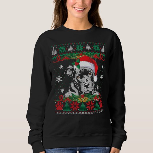 Pitbull-kerstkerstkerstkerstman, Ugly Sweater Hond (Voorkant)