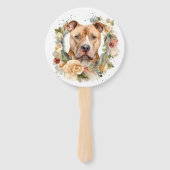 Pitbull Kerstkrans Feestelijke Pup Handwaaier (Achterkant)