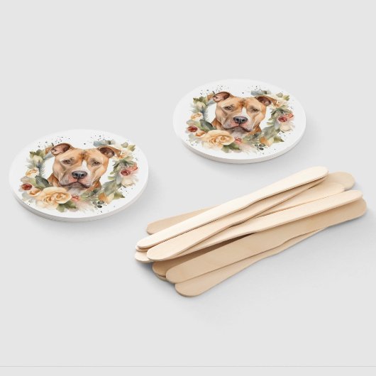 Pitbull Kerstkrans Feestelijke Pup Handwaaier (Niet-gemonteerd)