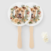 Pitbull Kerstkrans Feestelijke Pup Handwaaier (Voorkant en achterkant)