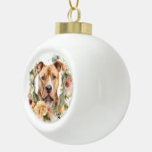 Pitbull Kerstkrans Feestelijke Pup Keramische Bal Ornament (Rechts)