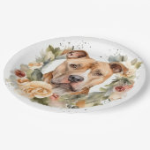 Pitbull Kerstkrans Feestelijke Pup Papieren Bordje (Gekanteld)