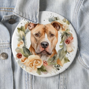 Pitbull Kerstkrans Feestelijke Pup Ronde Button 6,0 Cm