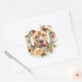 Pitbull Kerstkrans Feestelijke Pup Ronde Sticker (Envelop)