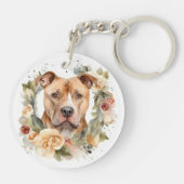 Pitbull Kerstkrans Feestelijke Pup Sleutelhanger (Achterkant)