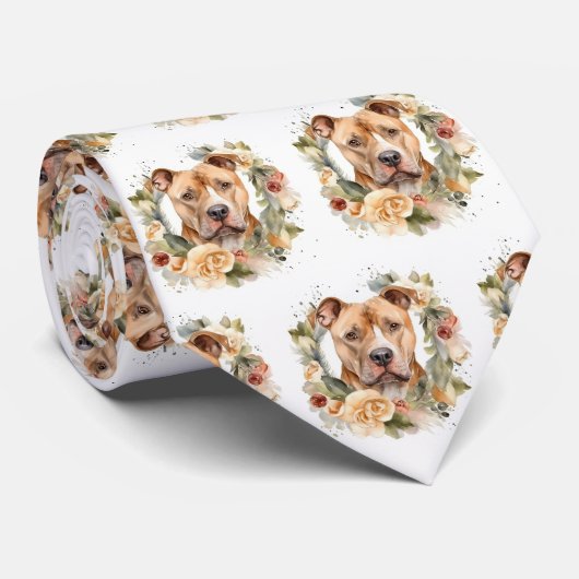 Pitbull Kerstkrans Feestelijke Pup Stropdas (Opgerold)