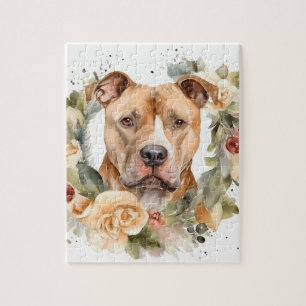 Pitbull Kerstkrans Festieve Pup Legpuzzel