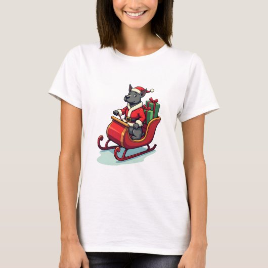 Pitbull Kerstman Rijden T-shirt (Voorkant)
