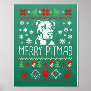 Pitbull Kerstmis Lovers Merry Pitmas Ugly Christm Poster