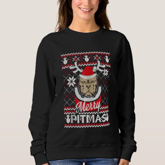 Pitbull Kerstmis Lovers Merry Pitmas Ugly Christm Trui (Voorkant)
