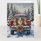 Pitbull Kerstmis Rode Truck Winter Kaart (Voorkant)