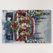Pitbull Kerstmis Rode Truck Winter Legpuzzel (Horizontaal)