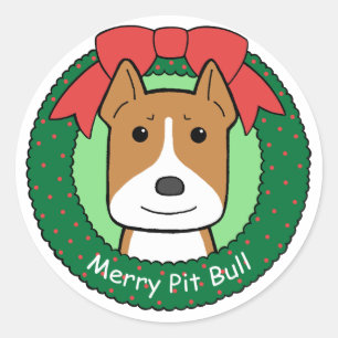 Pitbull Kerstmis Ronde Sticker