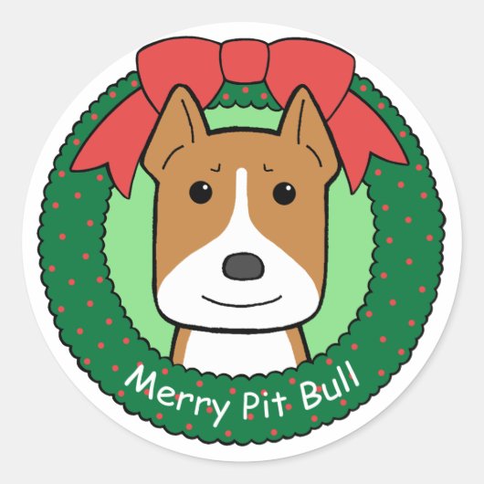 Pitbull Kerstmis Ronde Sticker (Voorkant)