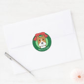 Pitbull Kerstmis Ronde Sticker (Envelop)