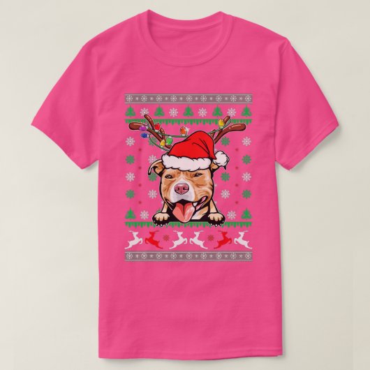 Pitbull Kerstmis Ugly Sweater Funny Pit Bull Love T-shirt (Design voorkant)