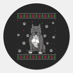 Pitbull Kersttrui Xmas Pet Dierlijke Hond Liefde Ronde Sticker